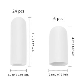 Frienda 30 Pieces Gel Finger Protector Finger Cots Silicone Finger Cover Cap Gel Finger Sleeves Finger Support for Finger Cracking, Finger Trigger (White)