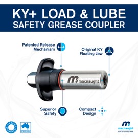 Macnaught KY Plus Locking Safety Grease Coupler - Smallest Diameter Bore on Market - 2 Year Warranty