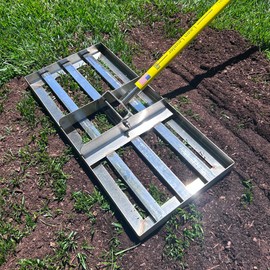 Rocklin™ Lawn Leveling Rake – 22” x 10” Stainless Steel Leveling Tool with 78” Handle | Smooth & Level Soil, Sand or Grass | Durable Leveling Tool for Lawn, Yard and Garden