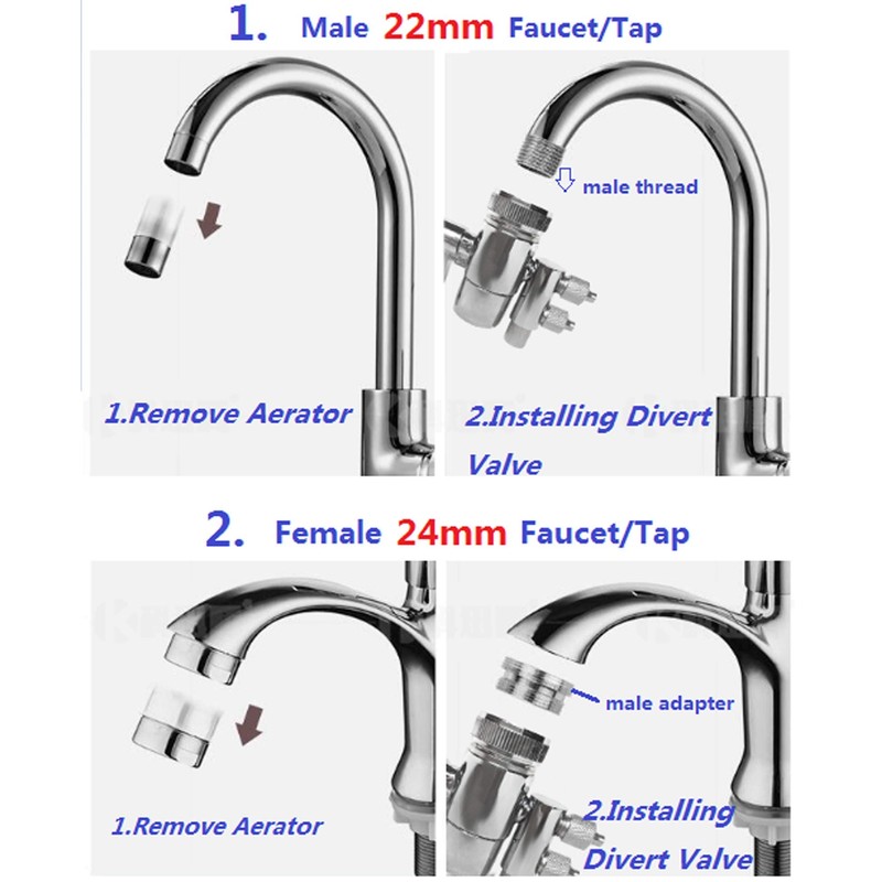 Realgoal Two Way 3/8" Brass Diverter Valve Chrome for Water