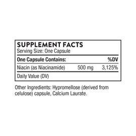 THORNE - Niacinamide - 500mg Niacin - Non-Flushing Form of Vitamin B3 - Support Joint Health, Skin Health & Restful Sleep* - Gluten-Free - 180 Capsules