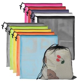 OTYMIOW 10PCS Colorful Drawstring Mesh Bag, Nylon Mesh Bag, Ball Bags Mesh, Mesh Drawstring Bag, Storage Mesh Bags for Sport, Swimming, Beach, Travel, Gym, Camping and Training 39.5 X 34cm