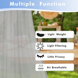 HolidayIdeas Outdoor Sheer Curtains for Patio Waterproof, 4 Panels - 54 x 95 Inch - Cloud Grey Light Filtering Voile Outside Curtains Grommet Drapes for Front Porch, Gazebo, Pergola, Backyard