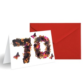 70th Butterfly Birthday Card for Women,Mum,Sister, 70th Birthday gifts For Her, Flower Card 12 × 17 Cm, Blank Inside & Envelope Included