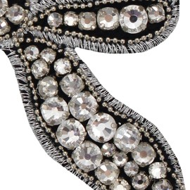 Rhinestone Knot Bow Patches Crystal Applique Bow Tie Patches for DIY Craft Clothes Decor Brooches 2 Pieces (White)