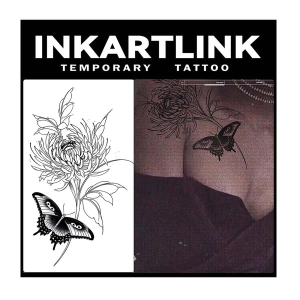 INKARTLINK Temporary Tattoos, 2 Sheets Extra large Semi Permanent Tattoos,