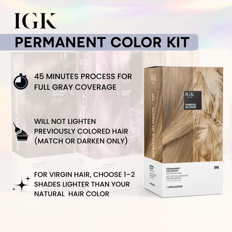 IGK Permanent Hair Dye Color Kit | 7G Almost Blonde