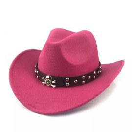 Unbranded Pink Western Skull Cowboy, Cowgirl Hat, Men Women Retro Wide Brim
