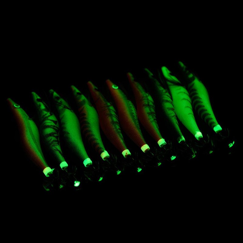Luminous Wood Shrimp Squid Hook Lures Shrimp Bait with Squid