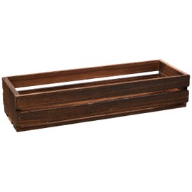 Genware NEV-TR220 Wooden Crate, Dark Rustic Finish, 34 cm x 12 cm x 7 cm