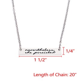 LParkin Nevertheless She Persisted Feminism Feminist Pantsuit Nation Solidarity Unity Political Affirmation Cuff Bracelet/Keychain/Necklace (Bar-Necklace)