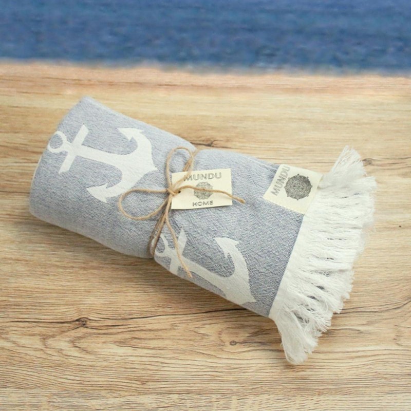 440s Pareo Beach Towel Anchor Blue