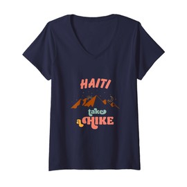 Womens Take A Hike Travel Haiti Vacation Outdoors V-Neck T-Shirt