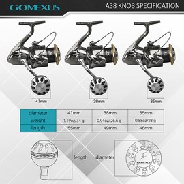 Gomexus 35 mm Crank Knob Fishing Reel Suitable for Shimano Stradic FL Nasci FC Ultegra FB, Daiwa Saltist Exist Tournament ISO Spinning Reel Knob Direct, Power Knob Aluminium