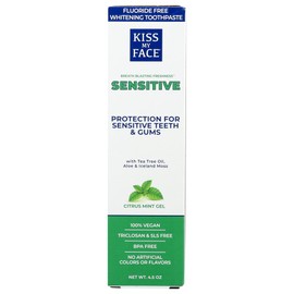 Kiss My Face Sensitive Fluoride Free Whitening Toothpaste, Citrus Mint Gel, 4.5 oz (Pack of 2)