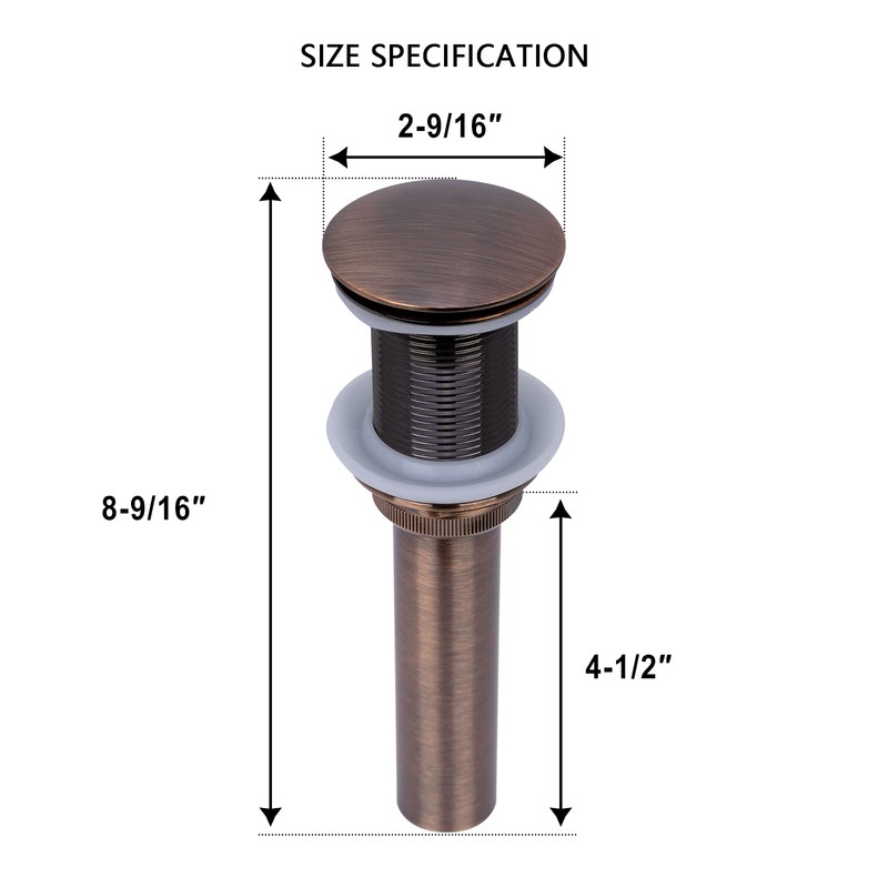 Akicon Push Button Antique Copper Finish Bathroom Sink Drain Stopper