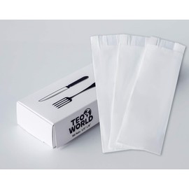 100 Pack 100% White Kraft Paper Bags, 2.75 x 10 inches White Plain Bag Kitchen Cutlery Utensils Holder (Box of 100 pcs)