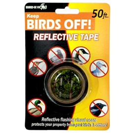 Bird-X Reflective Tape, Flashing Bird Scare Tape, Iridescent Red Tape for Multi-Sensory Attack, Easy to Install, 1" W x 50' L