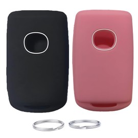 KUSTSOFT Silicone Rubber Key Fob Cover Compatible with 2019-2024 Mazda 3 6 CX-30 CX-5 CX-9 CX-50 WAZSKE11D01 662F-SKE11D010 2Pcs(Black Pink)