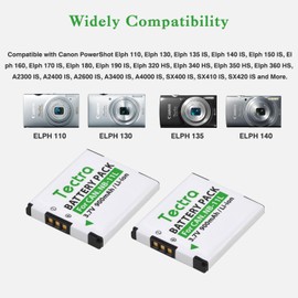 Tectra 3-Pack NB-11L NB-11LH Battery and LED 3-Slot Charger for Canon PowerShot A2300 is, A2500, A2600, A3400 is, A3500 is, A4000 is, ELPH 110 HS, ELPH 130 HS, ELPH 135 is, ELPH 160, SX400 is