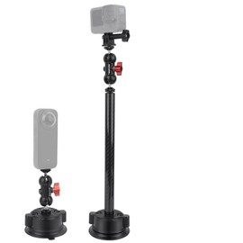 Mechrig Suction Cup Mount for Insta360 One X4 X3 X2 Go3, Car Windshield Window Sunroof Mount with Phone Holder Adapter for GoPro Hero 12 11 10 9 8 7 6 5 Max Mini, DJI Action 4 3 2 Action Cameras