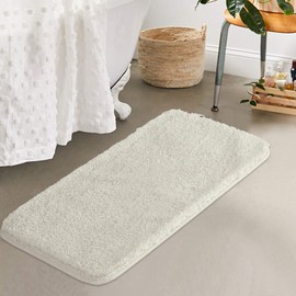 Suchtale Extra Soft & Absorbent Shaggy Bath Mat - Machine Washable Microfiber, Non Slip, 24 x 40 Ivory