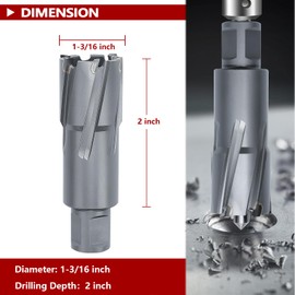 GRIXLEN 1-3/16" x 2" Annular Cutter with Weldon Shank,Carbide Tip Annular Drill Bit for Stainless Steel, Iron (2" Depth, 1-3/16" Diameter)