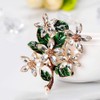 Broche para mujer, diseño de hojas verdes con diamantes de