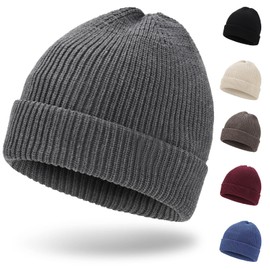 sportvibe Knit Cuffed Beanie Hat for Women and Men, Comfortable Breathable Soft Beanie, Warm Winter Beanie Hats, Gifts for Women Men Mom Dad, Grey
