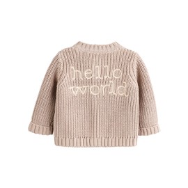 NEXT Chunky Knitted Baby Cardigan, Hello World Neutral