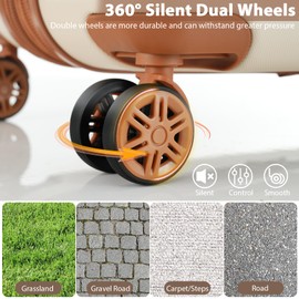 Merax luggage sets 4 piece Lightweight Suitcases With Wheels TSA Lock Expandable (only 24”/28”) Hardshell Luggage (Cream)