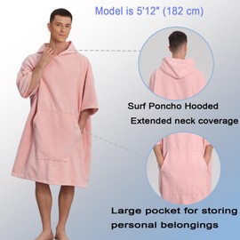 Avisiatree Surf Poncho Hooded Beach Towel for Adults Quick Dry Terry Cloth Changing Robe with Pockets Swim Unisex Towel Poncho Hoodie