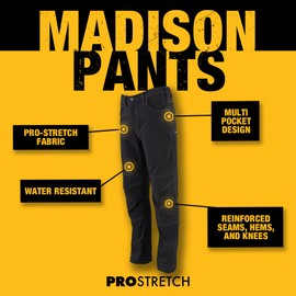 DEWALT Madison Men's, Pro-Stretch, Water Resistant Work Pants, Stone, W42/L31