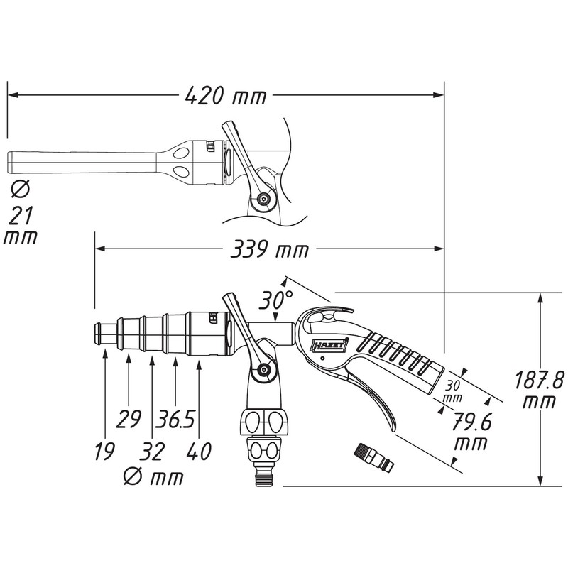 HAZET Washing Gun Set 9048P-2/3 I Cooling System Rinse I