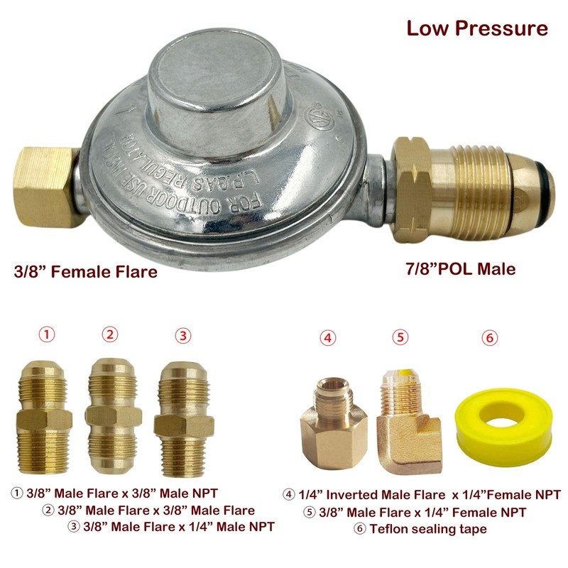 MENSI Upgraded POL Low Pressure Propane Regulator Outlet 11" WC
