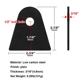 Fanmao 10 Pack Steel Shock Mount Tabs – Universal Weld-On Brackets for Automotive, Off-Road & Fabrication, 2-7/8" Height, 1/2" Bolt Hole, 3/16" Thick