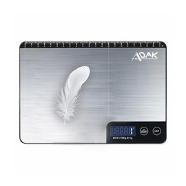 Adak Digital Kitchen Scale, 33Lb/15Kg Capacity, 2 Years Warranty, Stainless Steel for Baking & Cooking Healthy Food, Measures in Grams and Ounces 6 Units Conversion, Water Proof