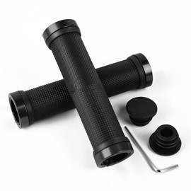 URAQT Bike Handlebar Grips, Soft Anti-slip Rubber Bicycle Handle Grip, Standard Bike Grips MTB Grips with Double Lock for Scooter Urban Bike Tricycle Wheel Chair MTB BMX Foldable Bicycle (Black)