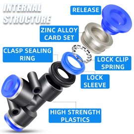 ERGAOBOY 10 Pcs Blue 12mm OD 3 Way Tee Push to Connect Fittings (PE12)