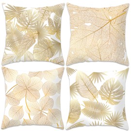 Betadistor Autumn Cushion Covers 4 Pack Fall Pillow Cover, 18×18 Inch Yellow Maple Leaf Throw Pillow Covers Pillow Cushion Case for Fall Indoor Sofa Home Decorative, Yellow, 503-0056