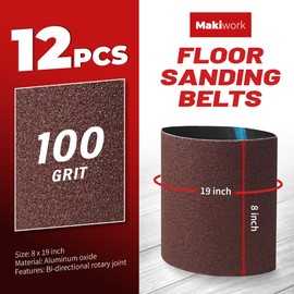 8 inch x 19 inch 100 Grit Sanding Belts, 12 Pack, EZ 8 Drum Sander Sandpaper Rolls for Woodworking and Floor Polishing, Aluminum Oxide Sander Sleeves
