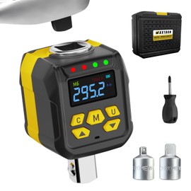 WAXTRON 1/2" Digital Torque Adapter Set, ±2% Accuracy (15-295 ft-lb), Buzzer & LED Indicator, Preset with Data Storage - Electronic Torque Wrench Converter with 3/8", 1/4" Sockets, Automotive Repair