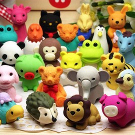 URSKYTOUS 34Pcs Animal Erasers Bulk Mini Pencil Erasers Puzzle Erasers Desk Pets Puzzle Kids Erasers for Party Favors Classroom Students Prizes, Easter Egg Fillers,Carnival Gifts,School Supplies Gift