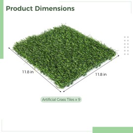 Homaisson 9 Pcs Interlocking Artificial Grass Tiles for Outdoor and Indoor Use, Self-Draining, Sunlight-Resistant, Non-Slip, Easy to Install, Perfect for Garden, Balcony, and Kindergarten Spaces