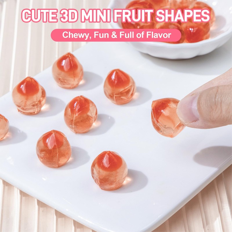 AMOS 4D Fruit Gummy Candy, Peach Burst, 8.47 oz Box