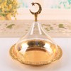 Serving Plate with Dome Golden Embossed Patterns Stainless Steel Acrylic