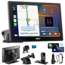 IK5 9" Wireless Apple CarPlay & Android Auto Screen, Portable Car Stereo with 4K Dash Cam & 1080p Backup Camera, Add CarPlay to Any Vehicle, Touchscreen, GPS, Mirror Link