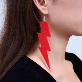 Cimenexe Punk Red Acrylic Thunder Drop Earrings Acrylic Lighting Bolt Dangle Earrings Vintage Lighting Earrings Minimalist 80s Neon Red Earrings Jewelry for Women and Girls Gifts