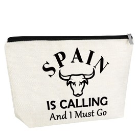 Spain Lover Gift Spain Travel Makeup Bag Spain Gift Ideas Spain Vacation Gift for Friends Travel Lover Gift Spain Souvenir Gift for Sister Besties Birthday Christmas Gift for Women Zipper Travel Pouch