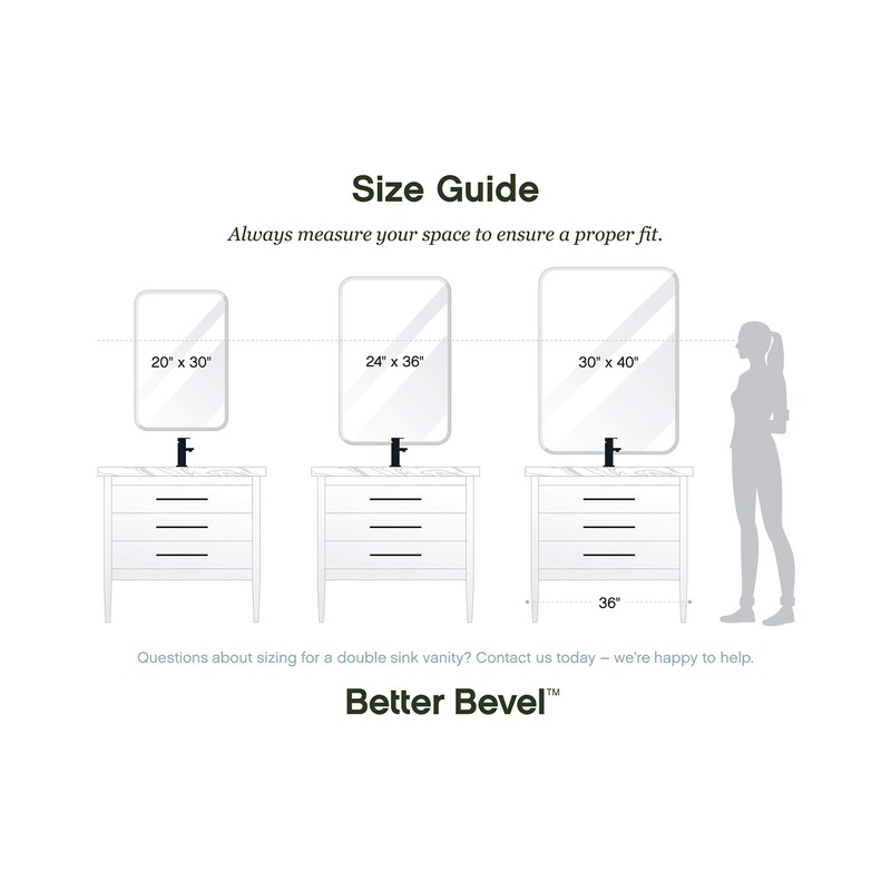 Better Bevel 24" x 36" Frameless Rounded Corner Rectangle Mirror